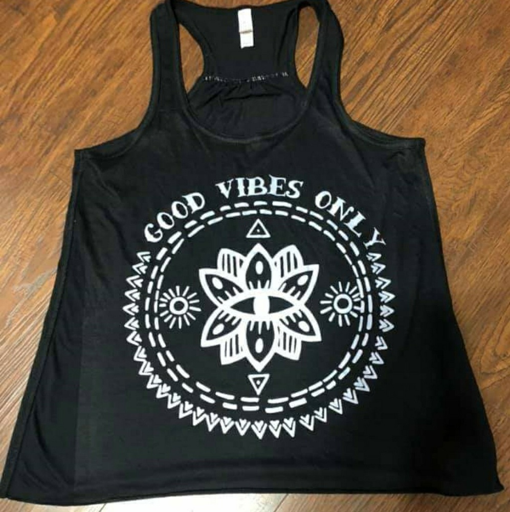 Large womens tank Good Vibes Only
